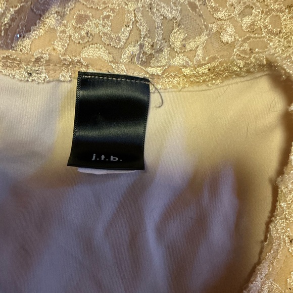 Vtg Y2K Lace Tank Top Medium Cream Sparkly Sleeveless Sheer Floral Overlay USA - Picture 2 of 11